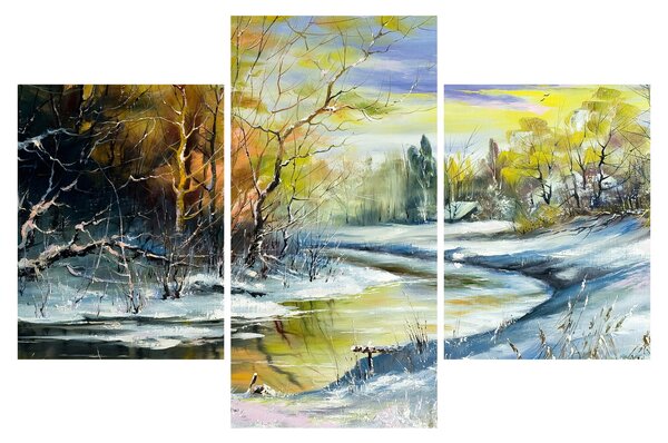 Tablou - Râu de iarnă, pictură în ulei (90x60 cm)