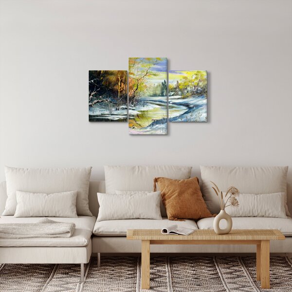 Tablou - Râu de iarnă, pictură în ulei (90x60 cm)