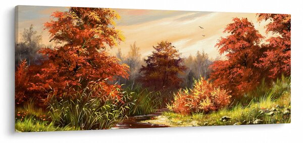 Tablou - Râu în peisaj de toamnă (120x50 cm)