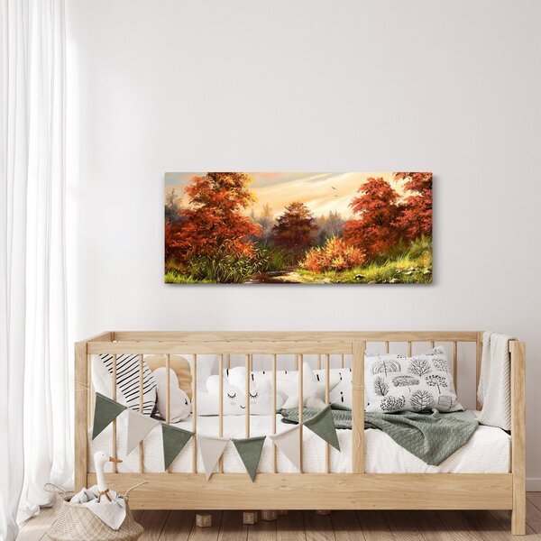 Tablou - Râu în peisaj de toamnă (120x50 cm)