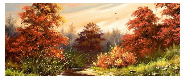Tablou - Râu în peisaj de toamnă (120x50 cm)