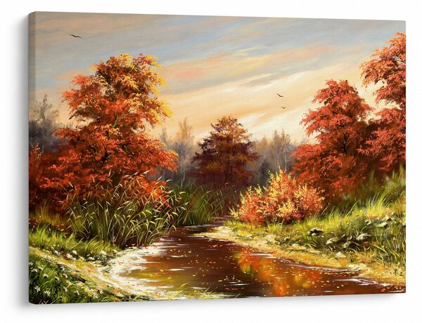 Tablou - Râu în peisaj de toamnă (70x50 cm)
