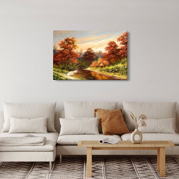 Tablou - Râu în peisaj de toamnă (90x60 cm)