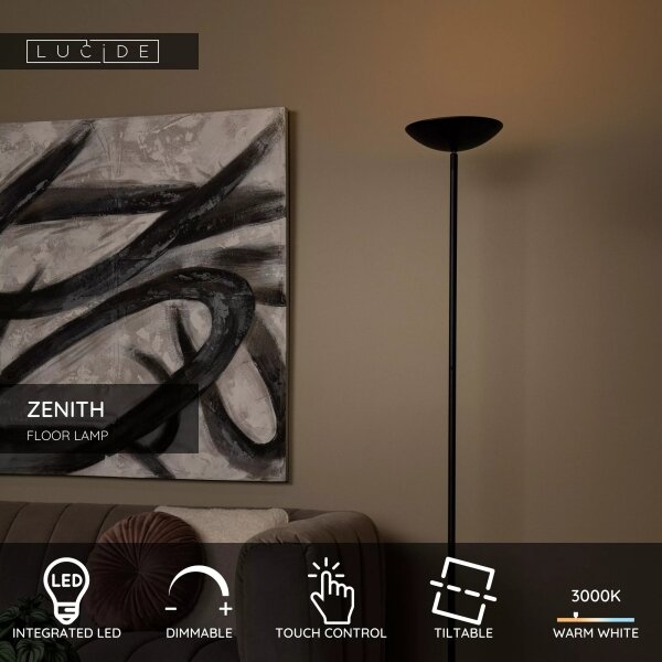 Lampadar LED dimabil Lucide 19791/20/30 ZENITH LED/20W/230V negru