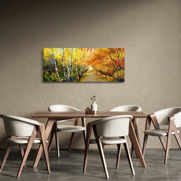 Tablou - Alee romantică de-a lungul apei, pictură în ulei (120x50 cm)