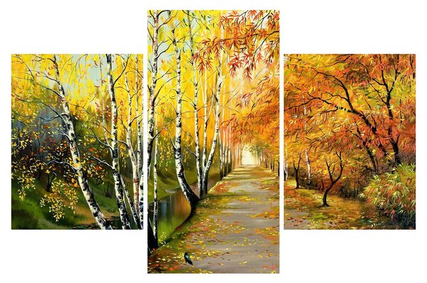 Tablou - Alee romantică de-a lungul apei, pictură în ulei (90x60 cm)