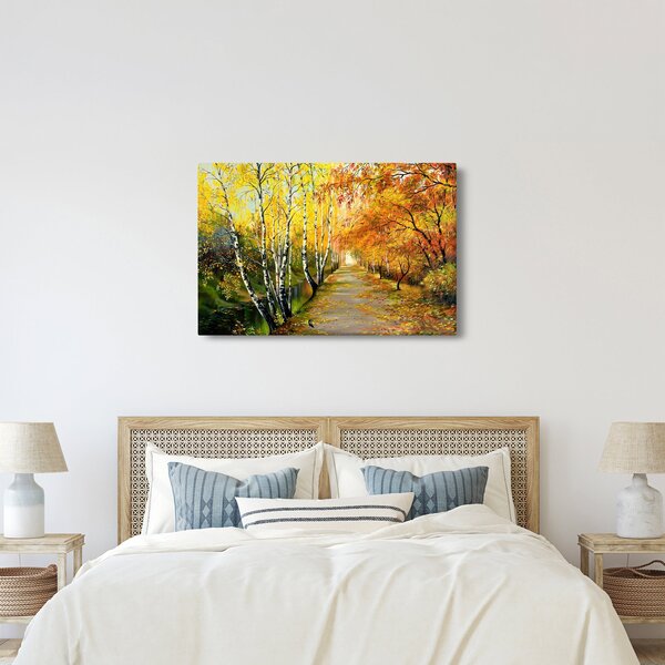 Tablou - Alee romantică de-a lungul apei, pictură în ulei (90x60 cm)