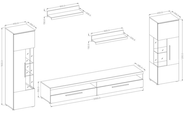 Mobilier living Indiko Typ 09 (schiefer) (cu iluminat). Promo -22%. 1108211