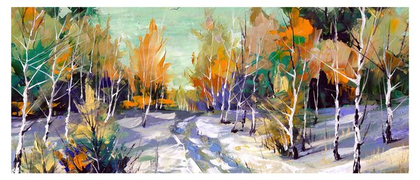 Tablou - Drum înzăpezit prin pădure (120x50 cm)