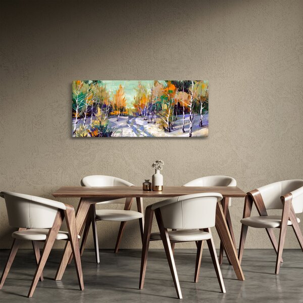 Tablou - Drum înzăpezit prin pădure (120x50 cm)