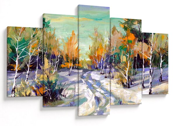 Tablou - Drum înzăpezit prin pădure (150x105 cm)