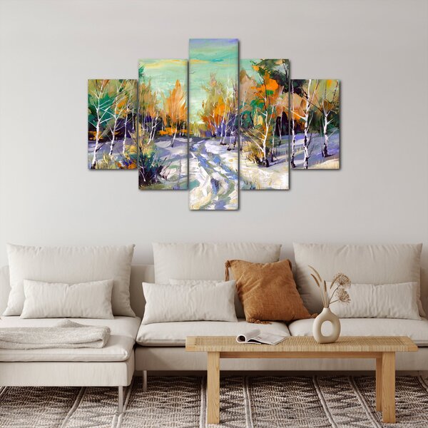 Tablou - Drum înzăpezit prin pădure (150x105 cm)