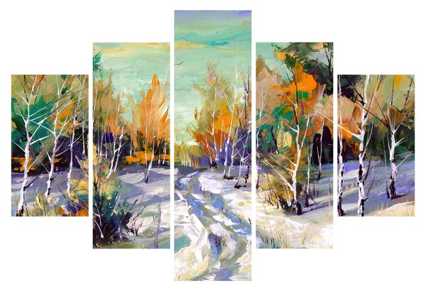 Tablou - Drum înzăpezit prin pădure (150x105 cm)