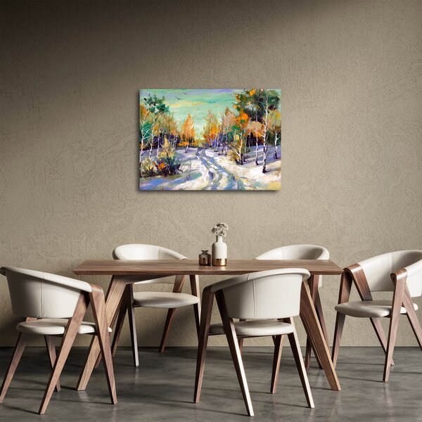 Tablou - Drum înzăpezit prin pădure (70x50 cm)