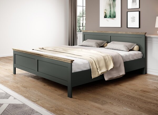 Pat matrimonial 140 cm Elvina S ZJU30 (verde + stejar lefkas închis). Promo -20%. 1118228