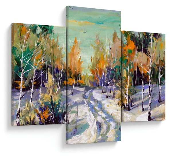 Tablou - Drum înzăpezit prin pădure (90x60 cm)
