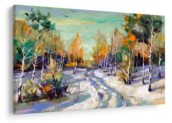 Tablou - Drum înzăpezit prin pădure (90x60 cm)