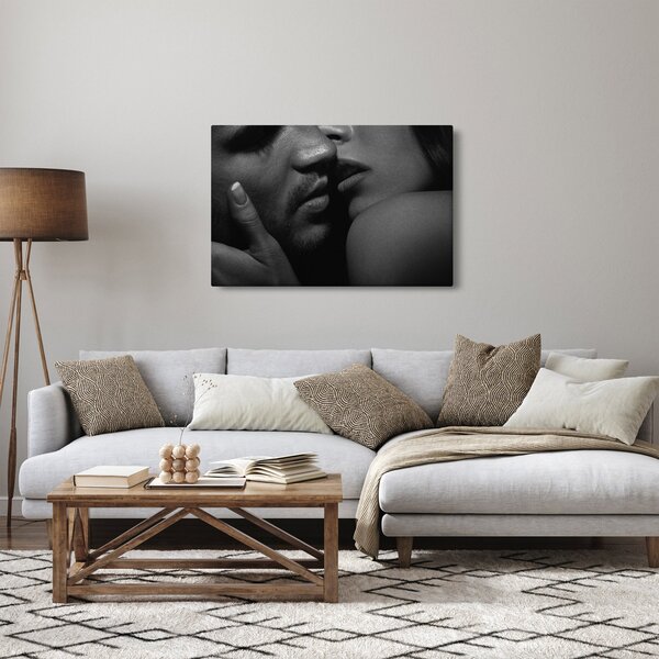 Tablou - Sărutul, fotografie alb-negru (90x60 cm)