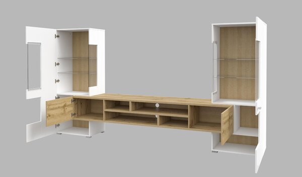 Mobilier living Cobie Typ 10 (alb lucios + Stejar wotan). Promo -19%. 1108334