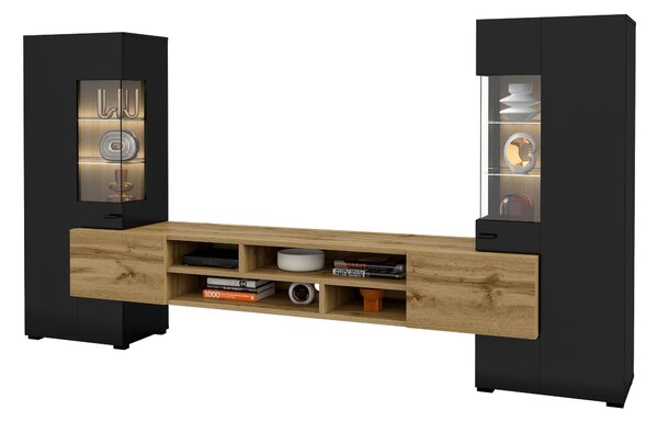 Mobilier living Cobie Typ 10 (Negru + Stejar wotan). Promo -13%. 1108342