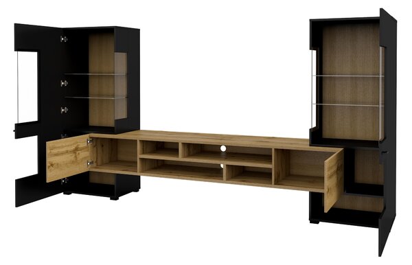 Mobilier living Cobie Typ 10 (Negru + Stejar wotan). Promo -13%. 1108342