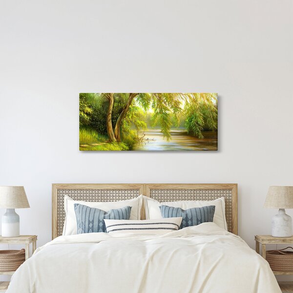 Tablou - Salcie lângă lac, pictură în ulei (120x50 cm)