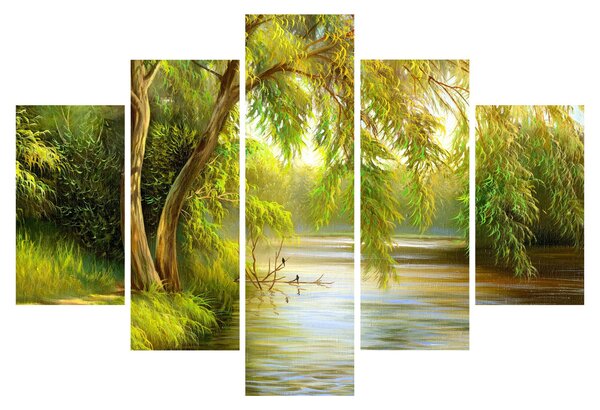 Tablou - Salcie lângă lac, pictură în ulei (150x105 cm)