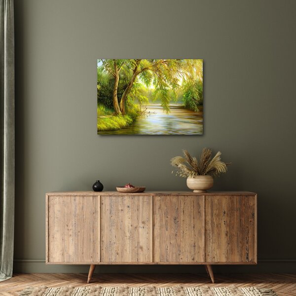 Tablou - Salcie lângă lac, pictură în ulei (70x50 cm)