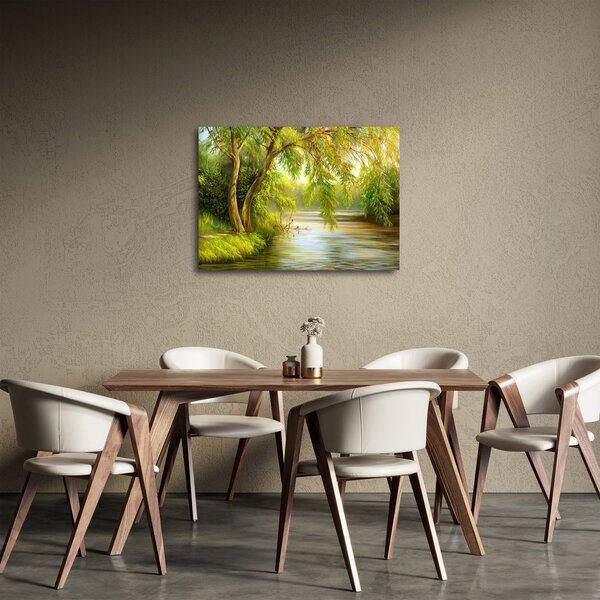 Tablou - Salcie lângă lac, pictură în ulei (70x50 cm)