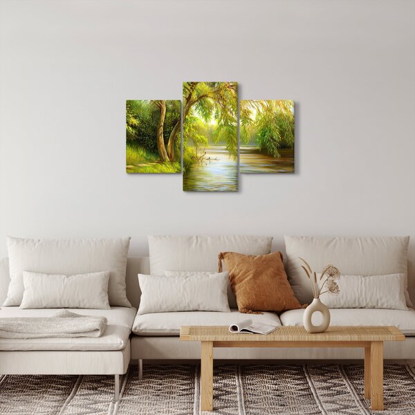 Tablou - Salcie lângă lac, pictură în ulei (90x60 cm)