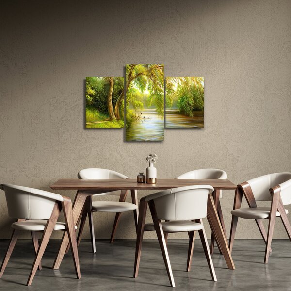 Tablou - Salcie lângă lac, pictură în ulei (90x60 cm)