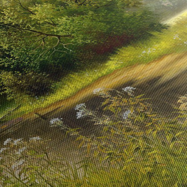Tablou - Râu lângă pădure, pictură în ulei (150x105 cm)