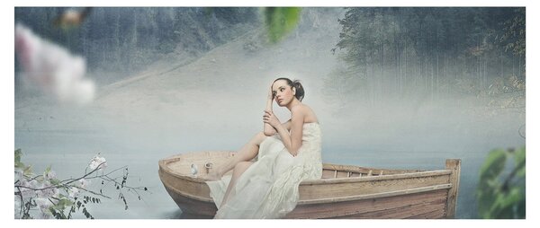 Tablou - Femeia pe barcă (120x50 cm)
