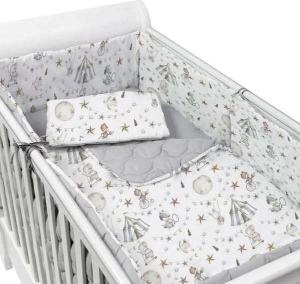 Set cosulet bebelus pentru dormit Baby Nest Cocoon 90x50 cm si lenjerie matlasata 5 piese 120x60 cm Kidizi - Circus