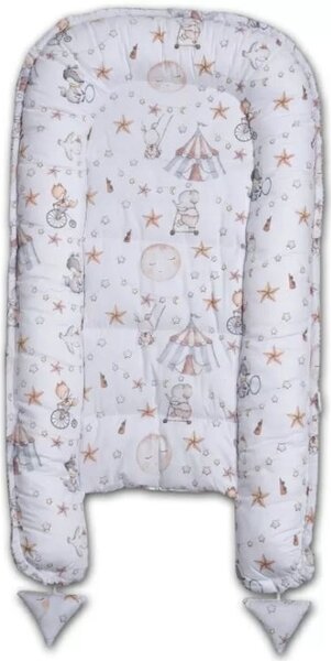 Set cosulet bebelus pentru dormit Baby Nest Cocoon 90x50 cm si lenjerie matlasata 5 piese 120x60 cm Kidizi - Circus