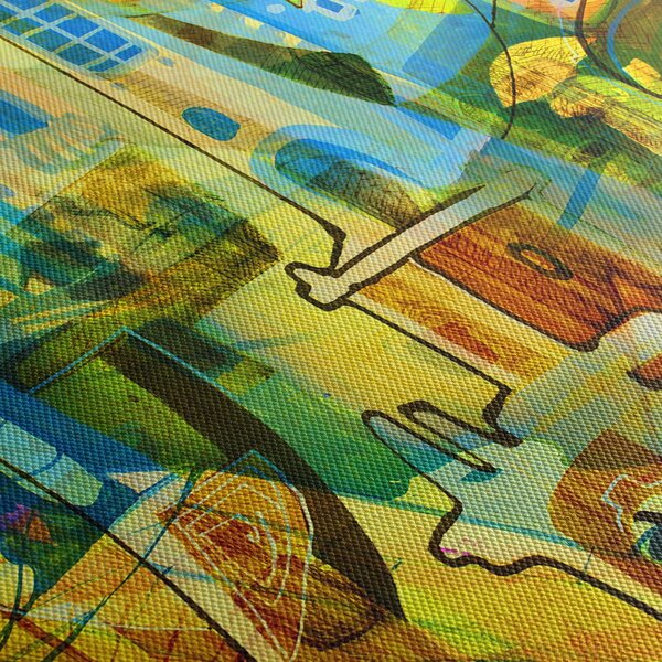 Tablou - Arhitectură, abstractizare cubistă (90x60 cm)