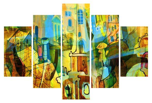 Tablou - Arhitectură, abstractizare cubistă (150x105 cm)