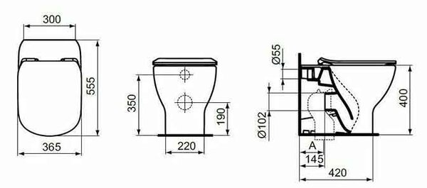 Vas WC stativ Ideal Standard, Tesi AquaBlade BTW, pentru rezervor încastrat, alb