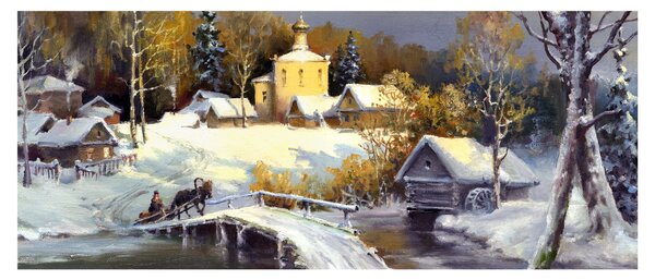 Tablou - Orășel iarna (120x50 cm)