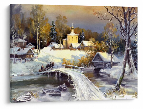 Tablou - Orășel iarna (70x50 cm)