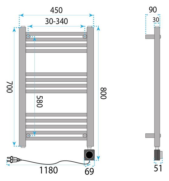 Radiator electric Rea Moris 70x45 White