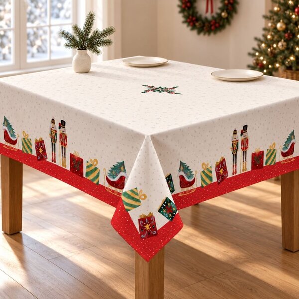 Fata de masa Craciun bumbac 140x320cm cu spargatorul de nuci, Nutker