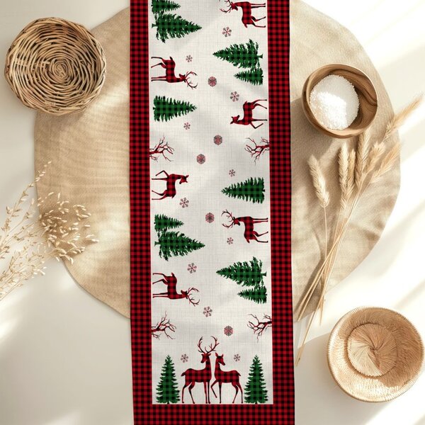 Napron Craciun bumbac 100% 40x200cm, Santa