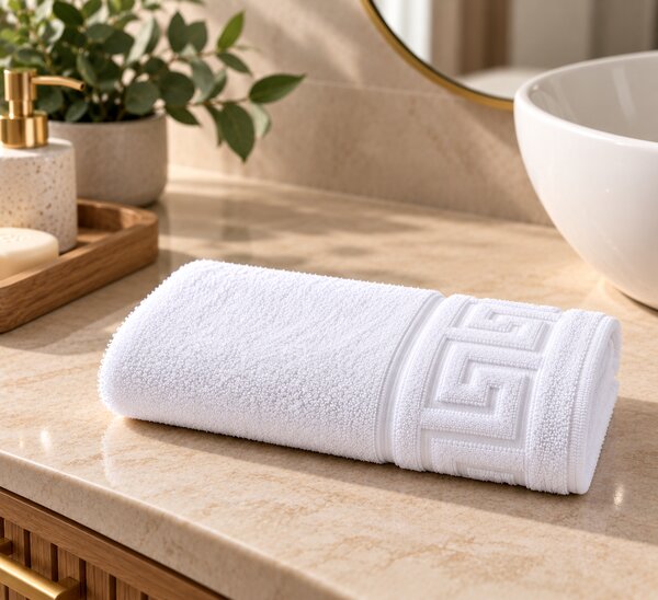 Set 4 Prosoape de Baie Alb 30×50 cm, Greek Border, 500 g/mp