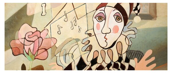 Tablou - Cubismul - arlechin și trandafir (120x50 cm)