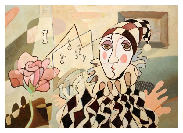 Tablou - Cubismul - arlechin și trandafir (70x50 cm)