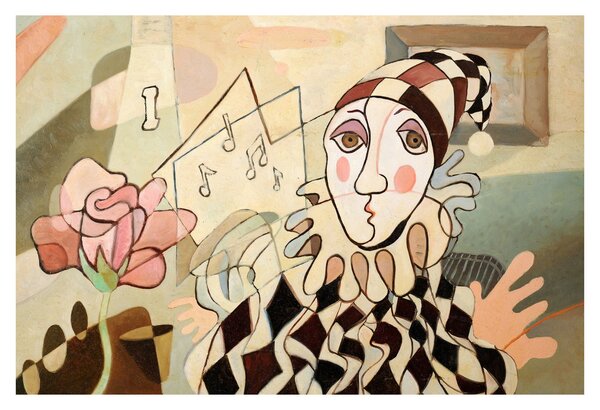 Tablou - Cubismul - arlechin și trandafir (90x60 cm)