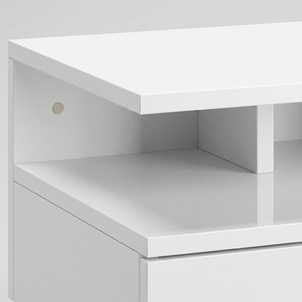 HOMCOM Set de 2 Noptiere Suspendate cu Raft Superior, Design Modern, Lemn, Alb Lucios, 35x32x22.5cm | Aosom Romania
