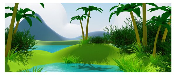 Tablou - Lac în junglă (120x50 cm)