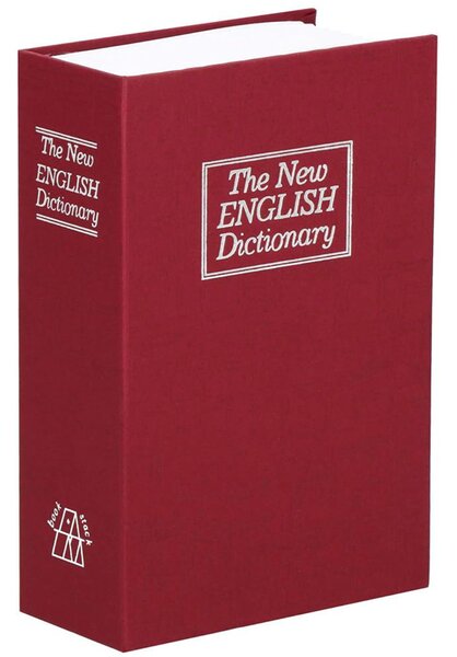 Seif secret tip carte Pufo cu cheie pentru blocare, model Dictionar, 24 x 15.5 cm, visiniu